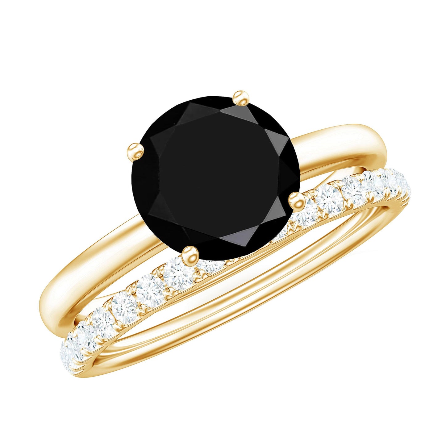 2 Carat Lab Grown Black and White Diamond Engagement Ring with Enhancer