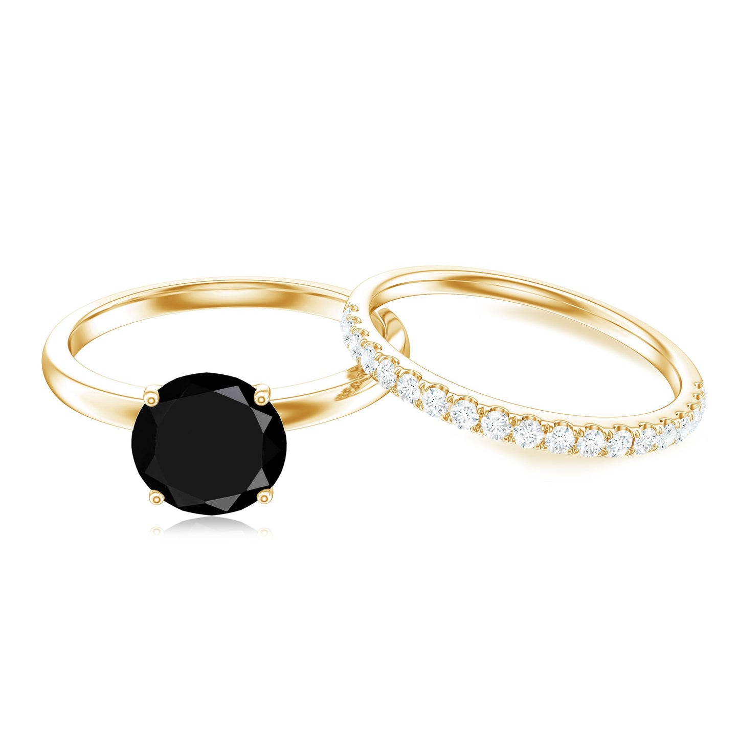 2 Carat Lab Grown Black and White Diamond Engagement Ring with Enhancer