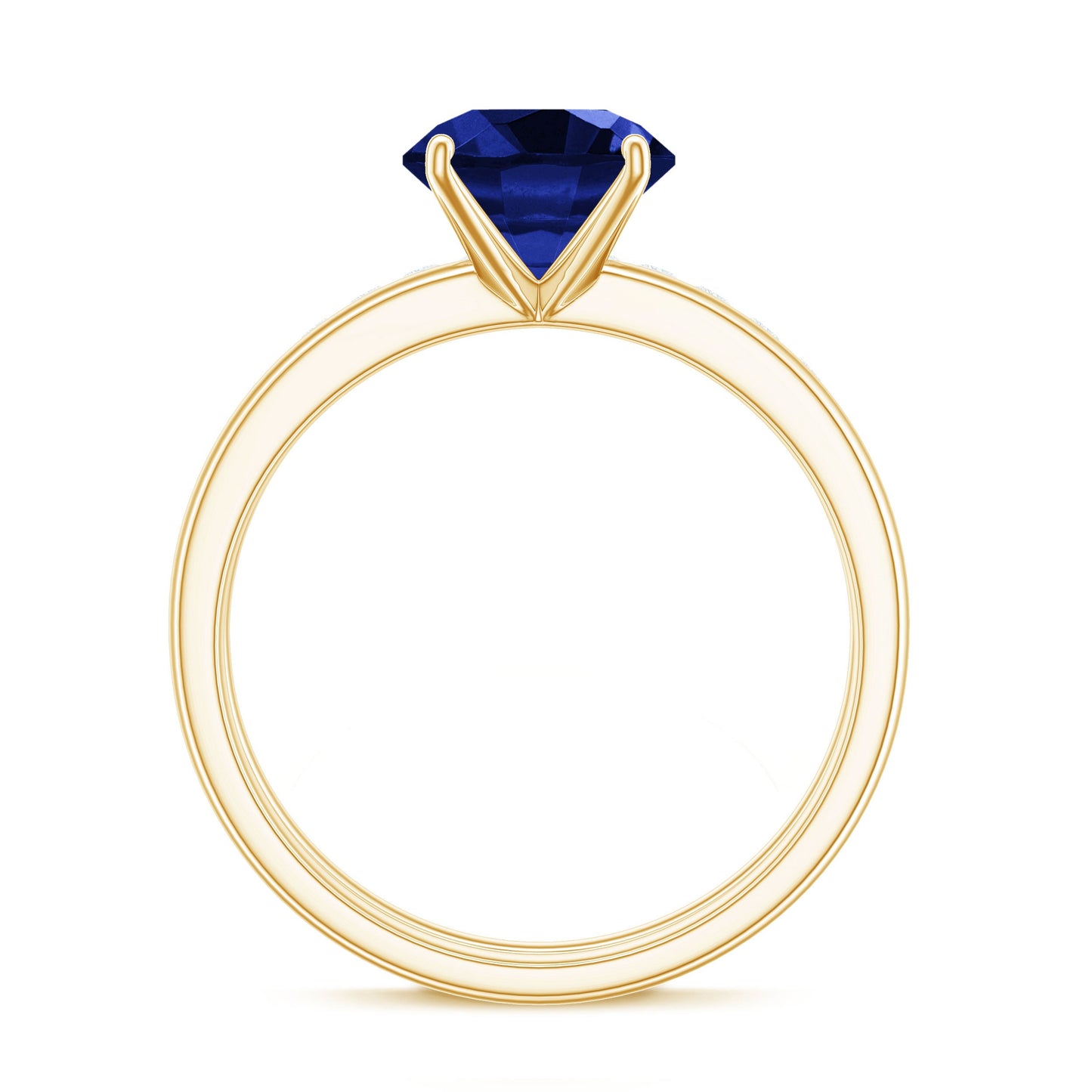 2.7 Carat Round Shape Lab Created Blue Sapphire Solitaire Wedding Ring Set with Diamond Band