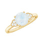 0.8 Carat Moonstone Solitaire Engagement Ring with Diamond Trio