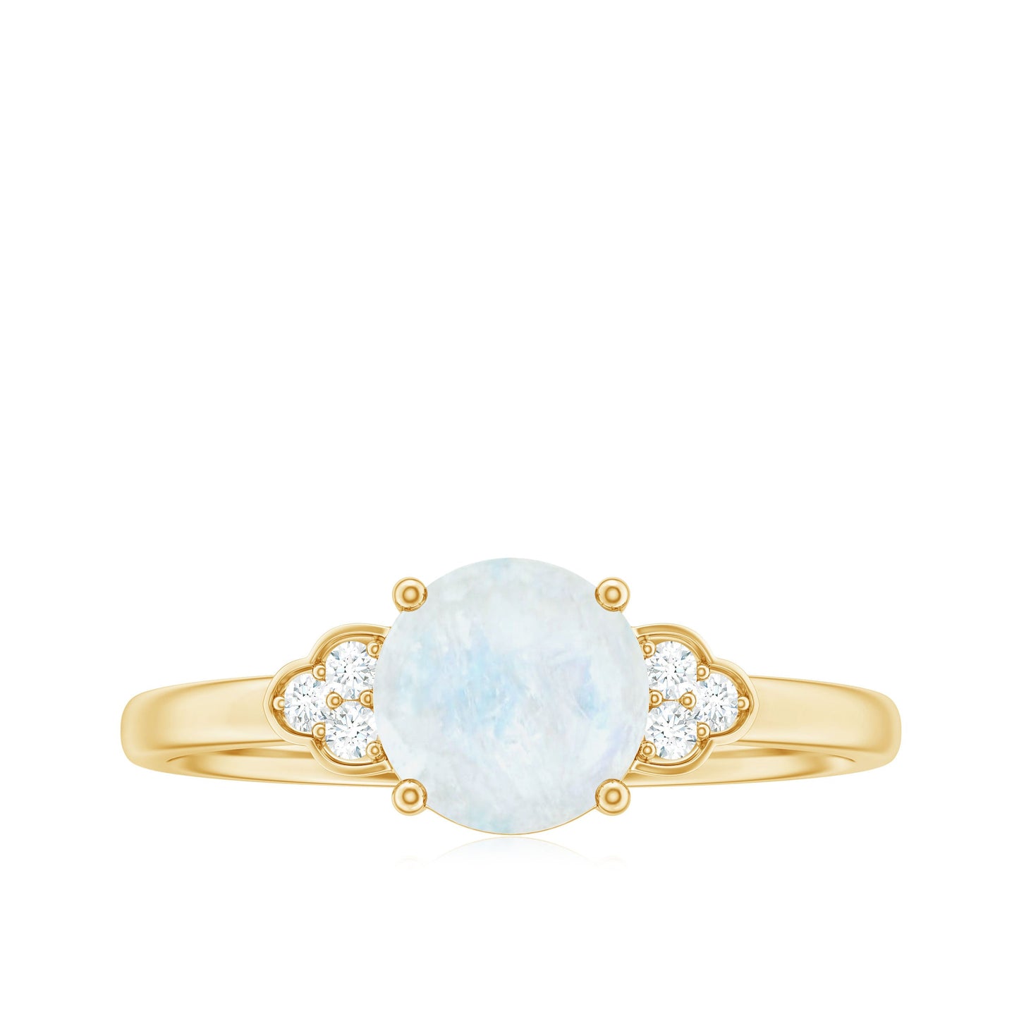 0.8 Carat Moonstone Solitaire Engagement Ring with Diamond Trio