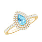 Classic Aquamarine and Diamond Teardrop Engagement Ring with Double Halo