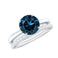 2 Carat Round London Blue Topaz Solitaire Engagement Ring with Diamond Band