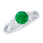 Designer Emerald Crossover Engagement Ring with Diamond