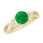 Designer Emerald Crossover Engagement Ring with Diamond