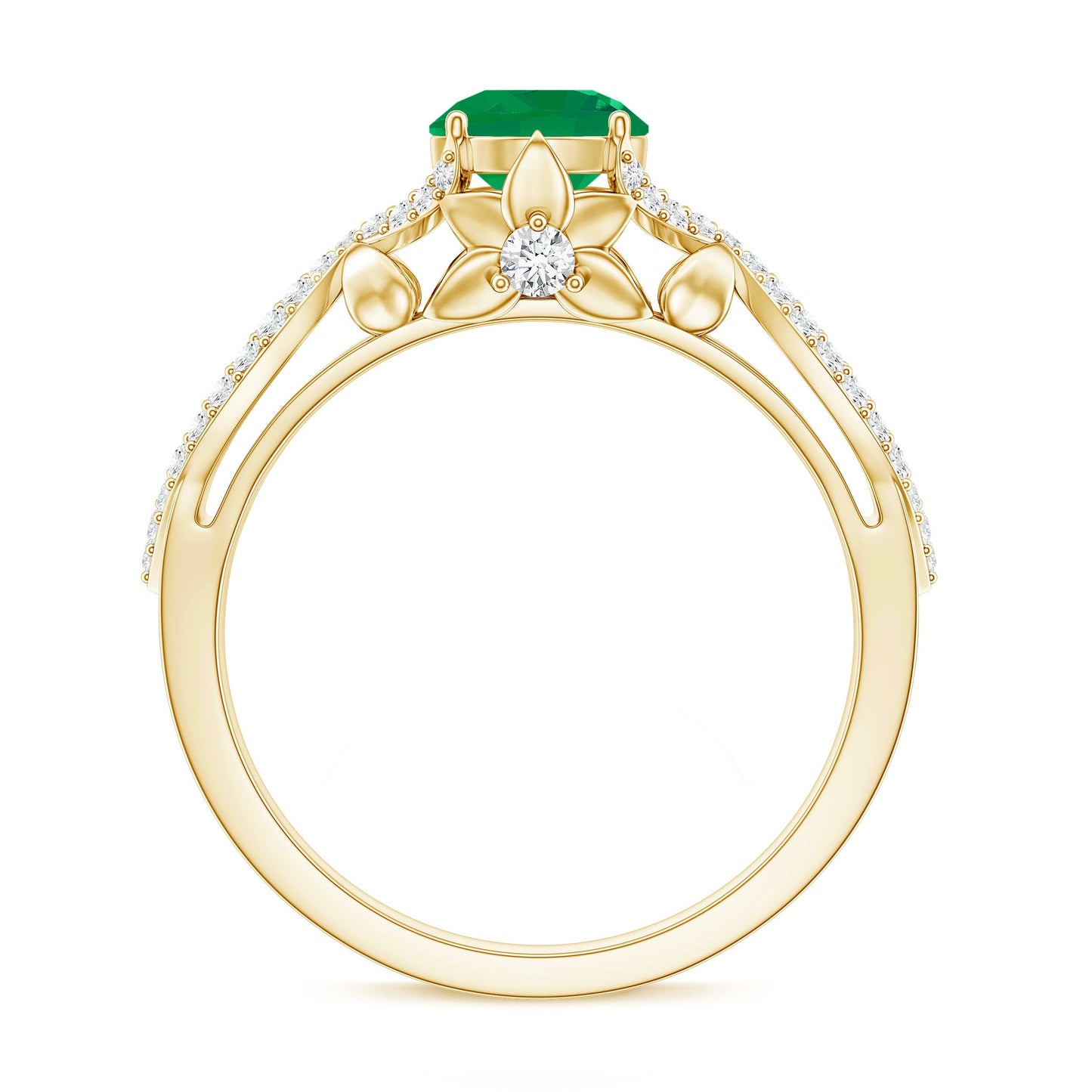 Designer Emerald Crossover Engagement Ring with Diamond