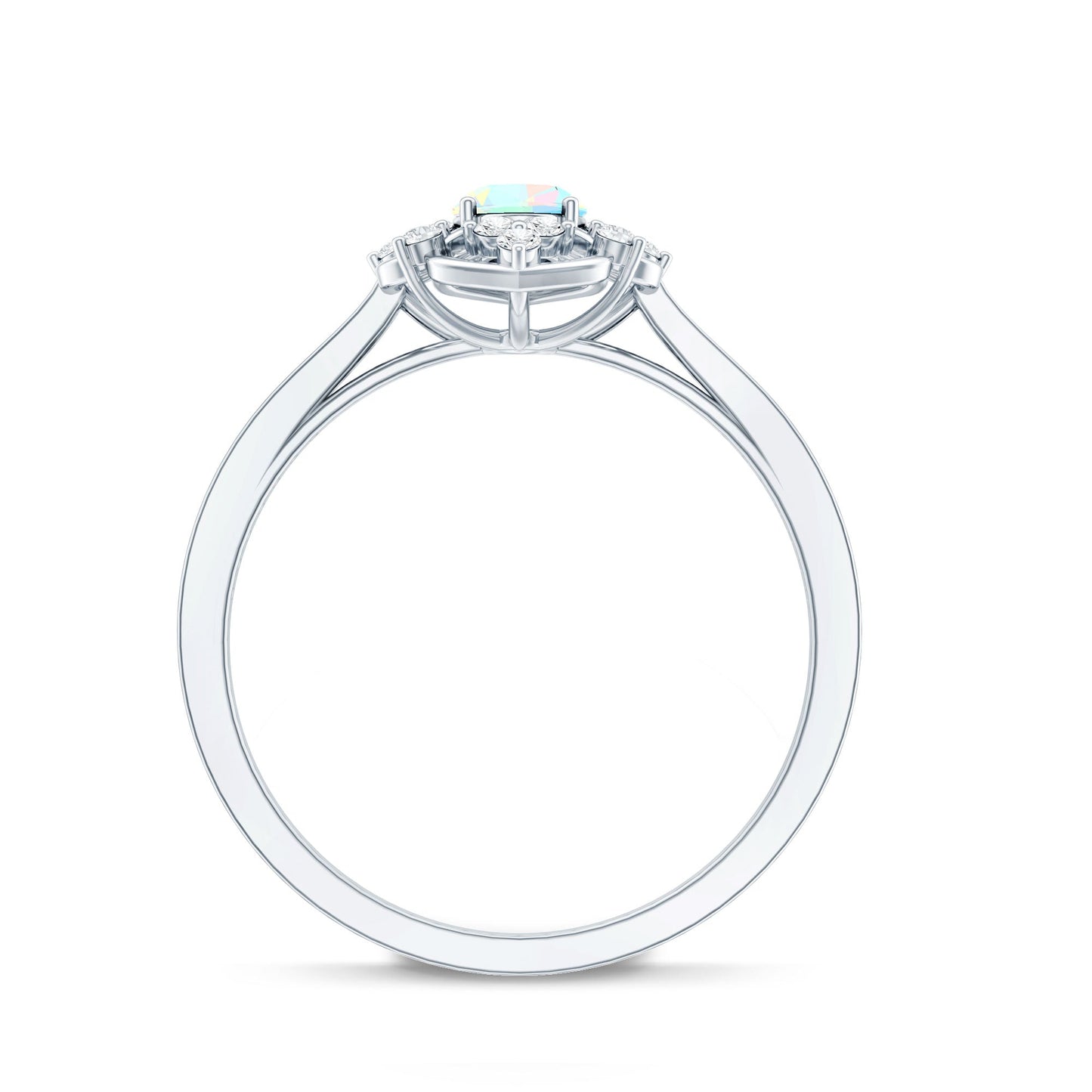Natural Oval Ethiopian Rainbow Opal Vintage Looking Engagement Ring with Diamond