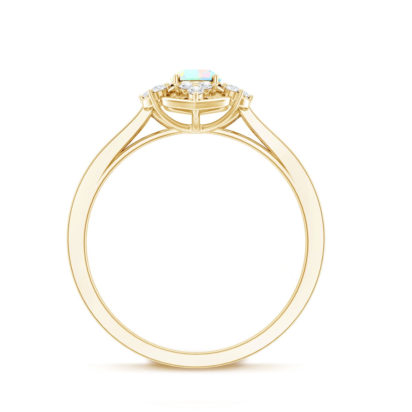 Natural Oval Ethiopian Rainbow Opal Vintage Looking Engagement Ring with Diamond