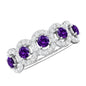 Natural Amethyst Diamond Half Eternity Band Ring for Women
