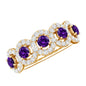 Natural Amethyst Diamond Half Eternity Band Ring for Women