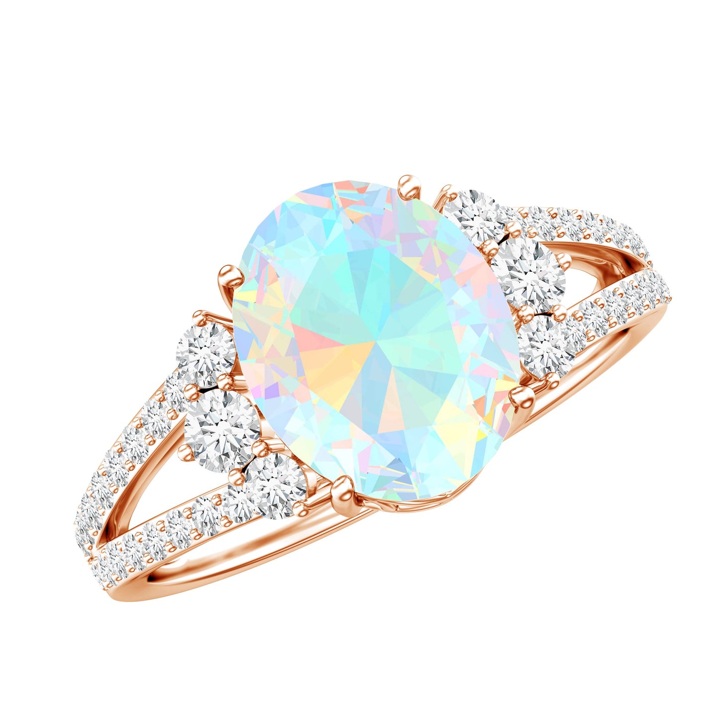 Certified 1.3 Carat Ethiopian Opal Oval Engagement Ring with Diamond