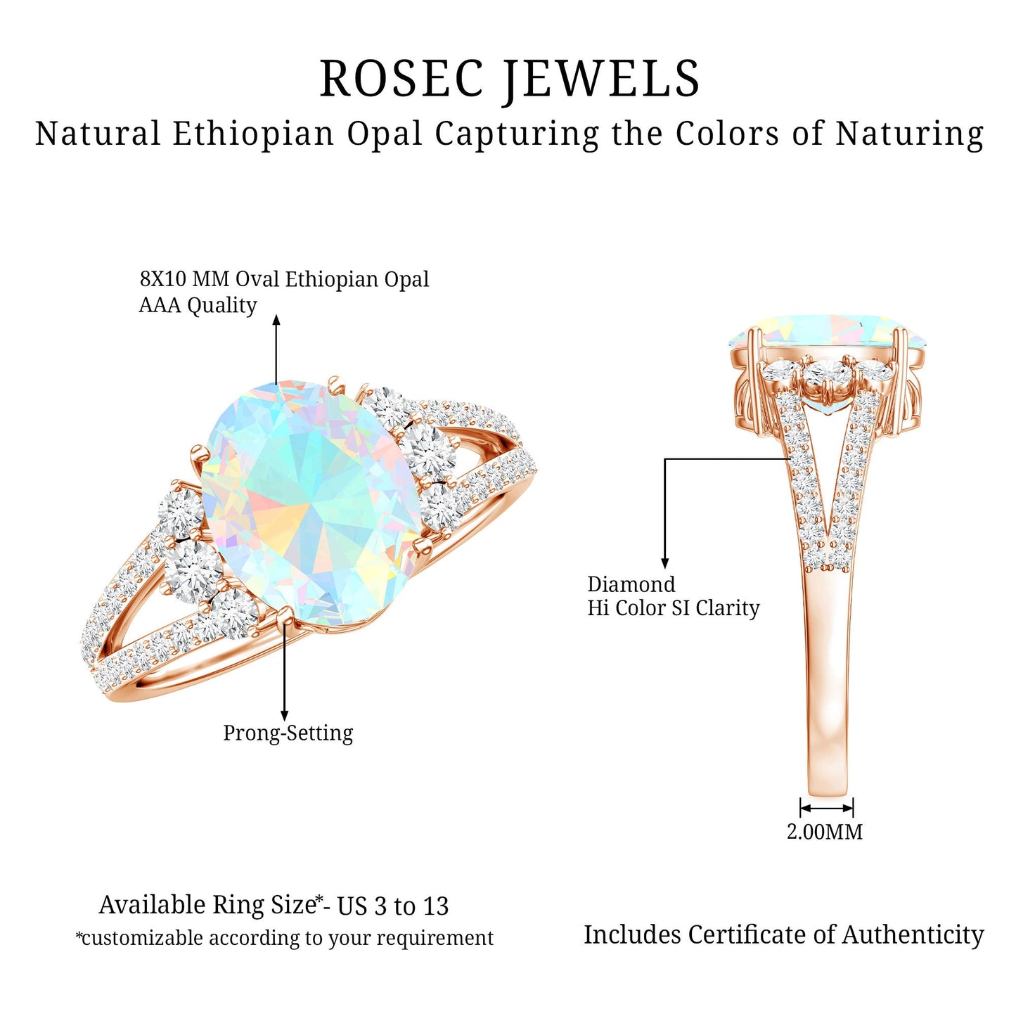 Certified 1.3 Carat Ethiopian Opal Oval Engagement Ring with Diamond