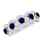 Classic Blue Sapphire Half Eternity Anniversary Ring with Diamond