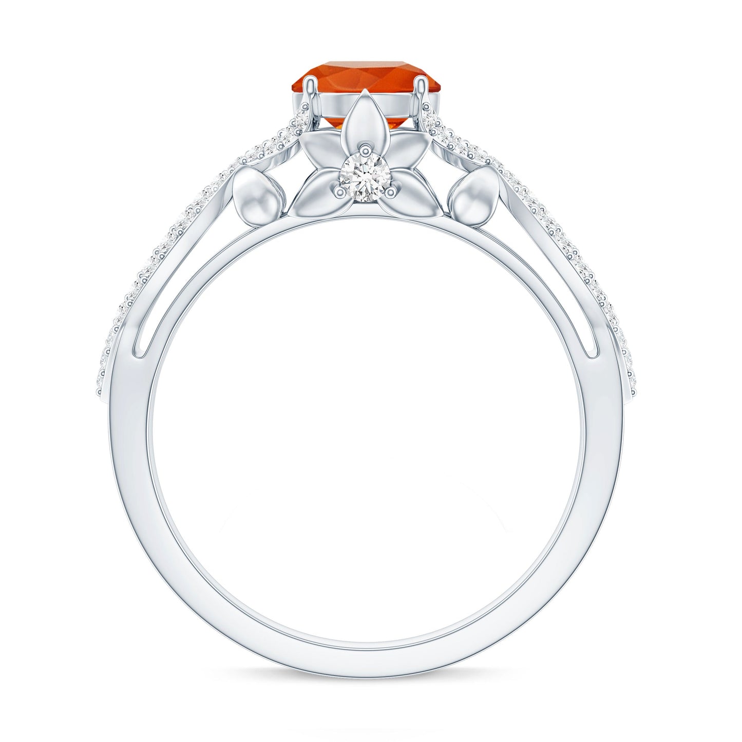 0.7 Carat Fire Opal Crossover Engagement Ring with Diamond