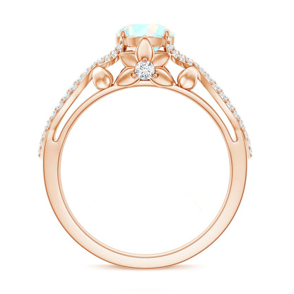 Ethiopian Opal and Diamond Engagement Ring with Crossover Shank