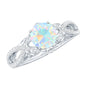 Ethiopian Opal and Diamond Engagement Ring with Crossover Shank