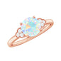 Natural Ethiopian Opal Engagement Ring with Diamond Trio