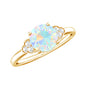 Natural Ethiopian Opal Engagement Ring with Diamond Trio