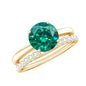 Certified Solitaire Lab Grown Emerald Engagement Ring with Diamond Wedding Band