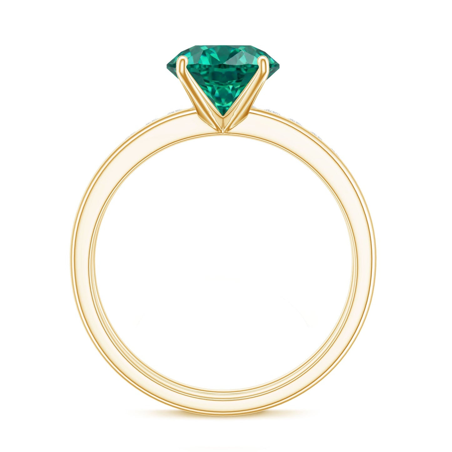 Certified Solitaire Lab Grown Emerald Engagement Ring with Diamond Wedding Band