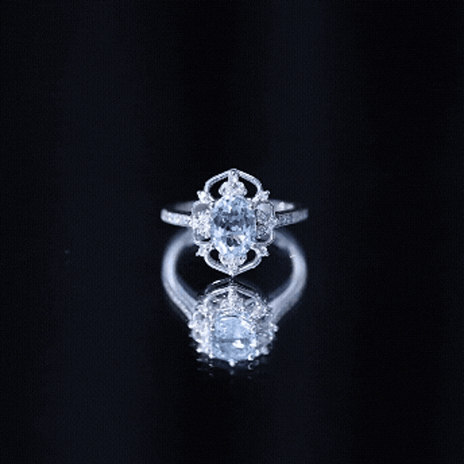 Vintage Style Aquamarine and Diamond Engagement Ring in Gold Plated Silver