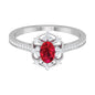 Vintage Style 0.6 Carat Ruby Oval Engagement Ring with Diamond