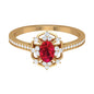 Vintage Style 0.6 Carat Ruby Oval Engagement Ring with Diamond