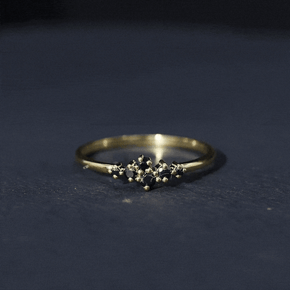Certified Black Onyx Cluster Promise Ring for Her