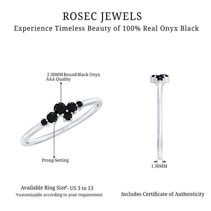 Certified Black Onyx Cluster Promise Ring for Her