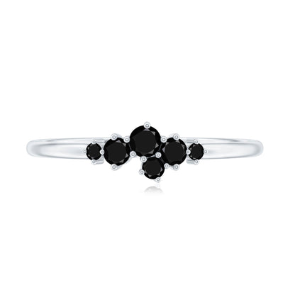 Certified Black Onyx Cluster Promise Ring for Her