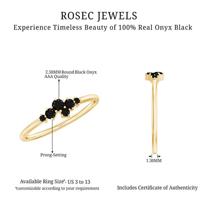 Certified Black Onyx Cluster Promise Ring for Her