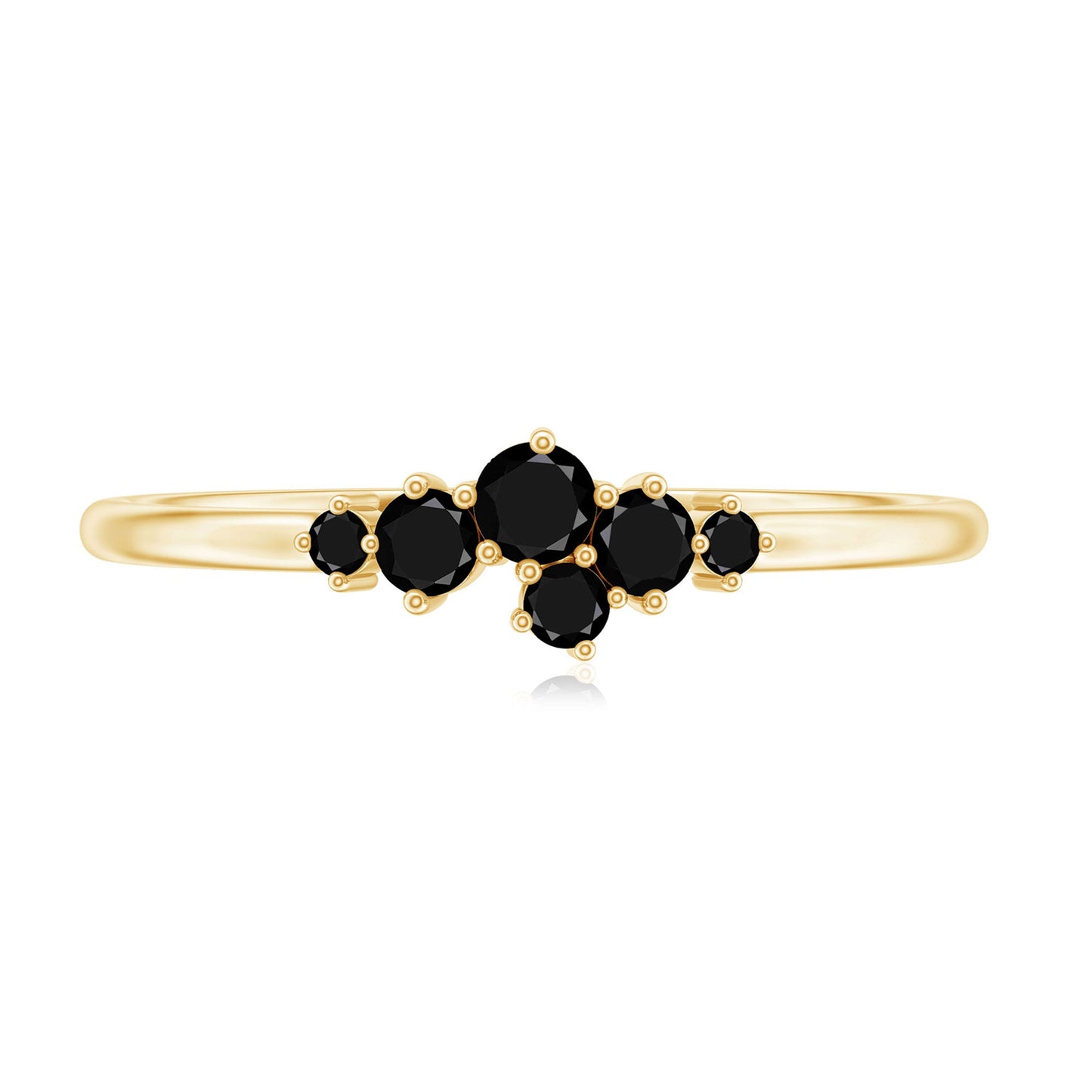 Certified Black Onyx Cluster Promise Ring for Her