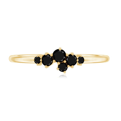 Certified Black Onyx Cluster Promise Ring for Her