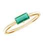 Baguette Cut Lab Emerald Solitaire Promise Ring in East West Style