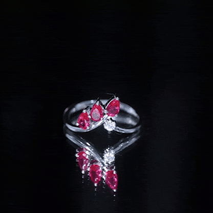 Certified Lab Grown Ruby Ring Guard with Diamond