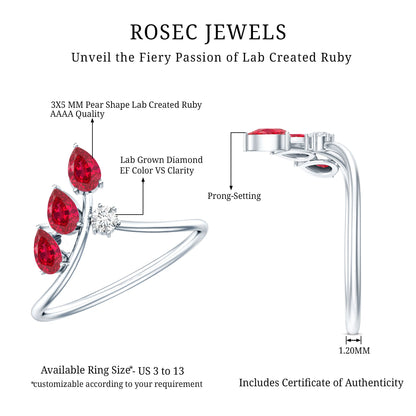 Certified Lab Grown Ruby Ring Guard with Diamond