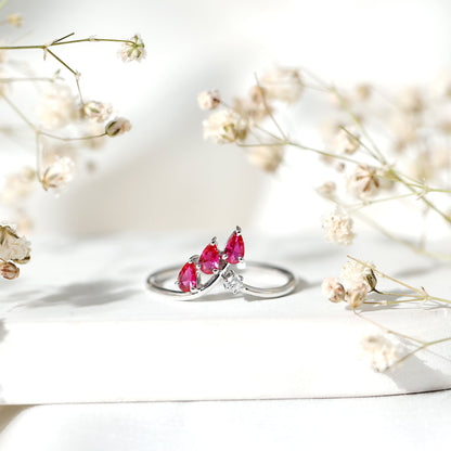 Certified Lab Grown Ruby Ring Guard with Diamond