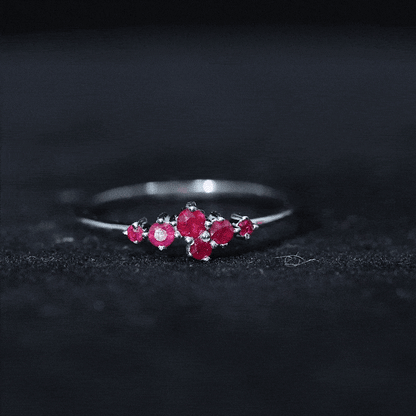 Natural Ruby Cluster Promise Ring for Women