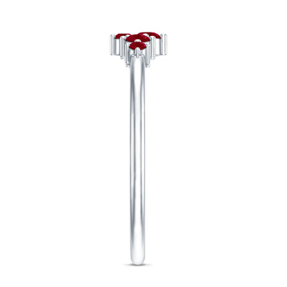 Natural Ruby Cluster Promise Ring for Women
