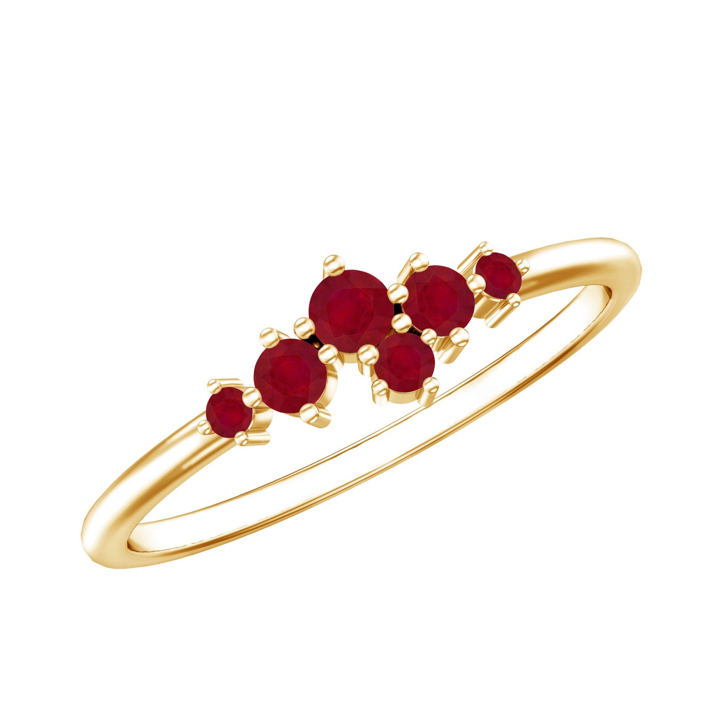 Natural Ruby Cluster Promise Ring for Women