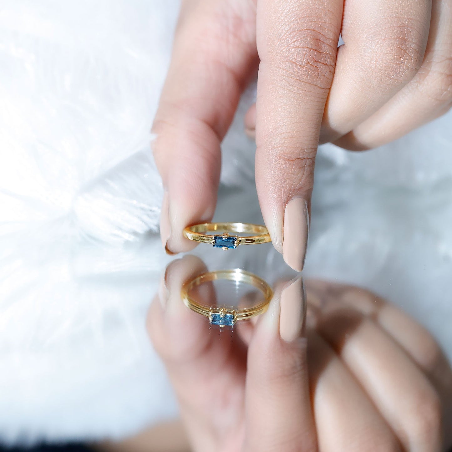 Baguette London Blue Topaz Solitaire Promise Ring