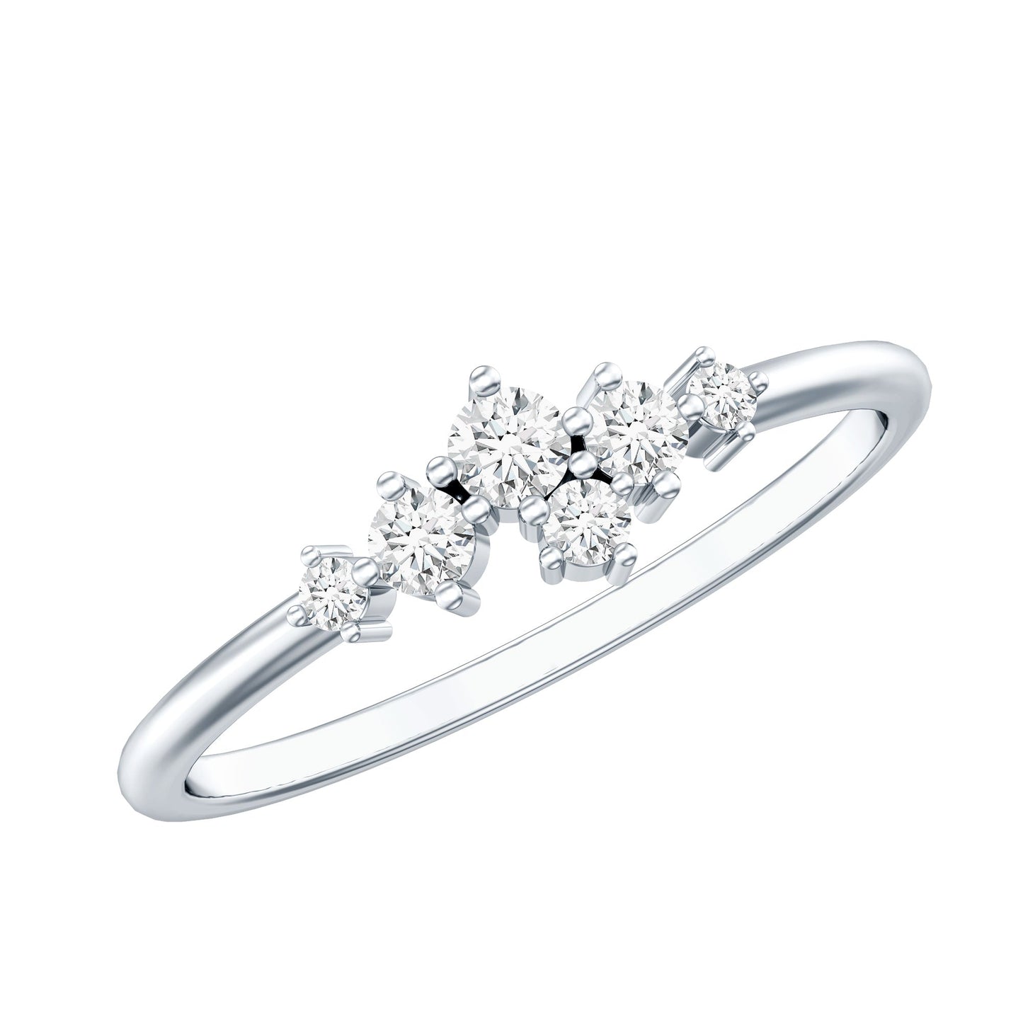 Certified Moissanite Cluster Promise Ring