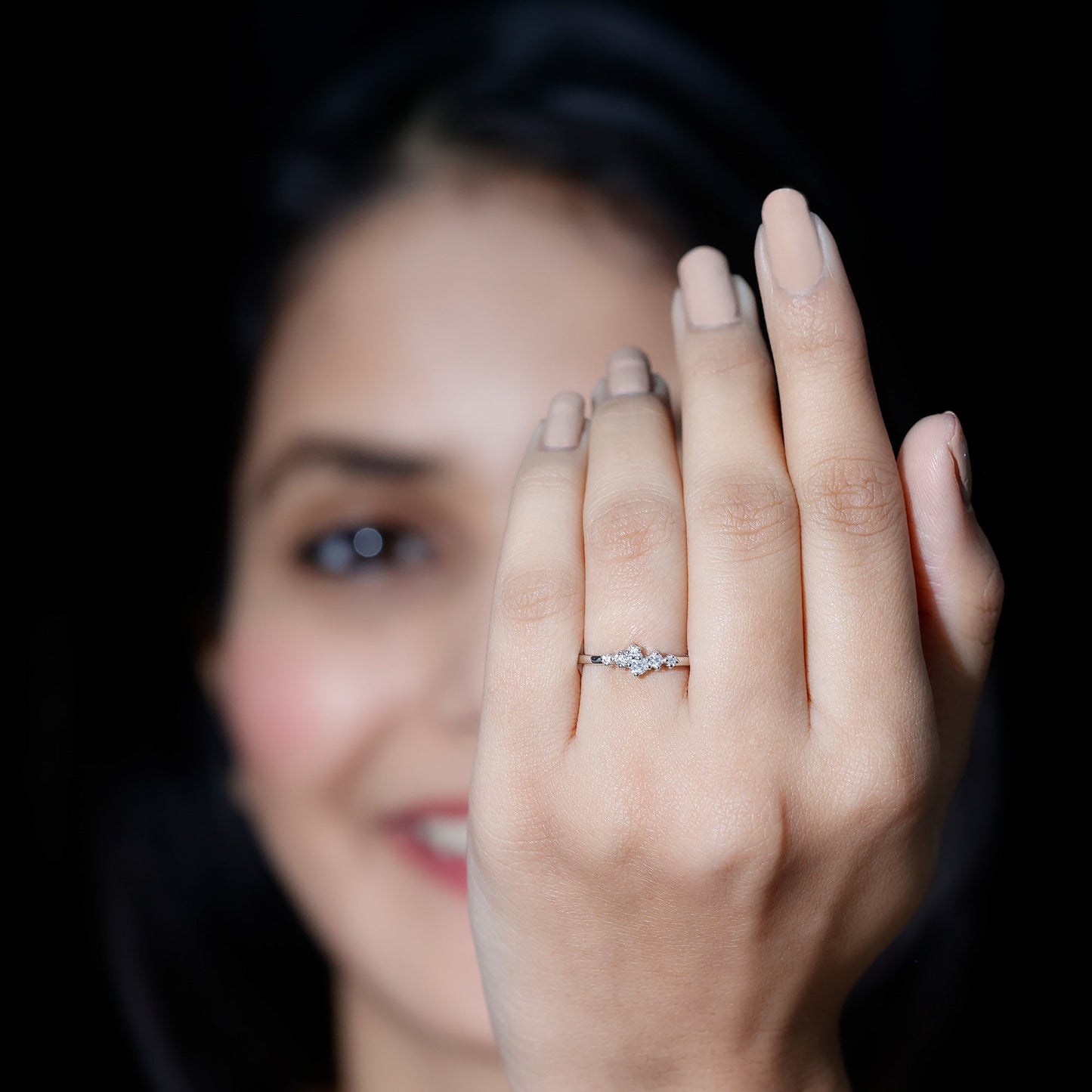 Certified Moissanite Cluster Promise Ring