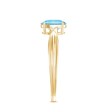 Certified Real Oval Aquamarine Engagement Ring for Women