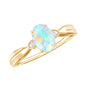 Natural Solitaire Ethiopian Opal Diamond Oval Engagement Ring With Pinched Shank