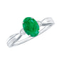 0.7 Carat Oval Cut Emerald Vintage Engagement Ring with Diamond