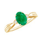 0.7 Carat Oval Cut Emerald Vintage Engagement Ring with Diamond