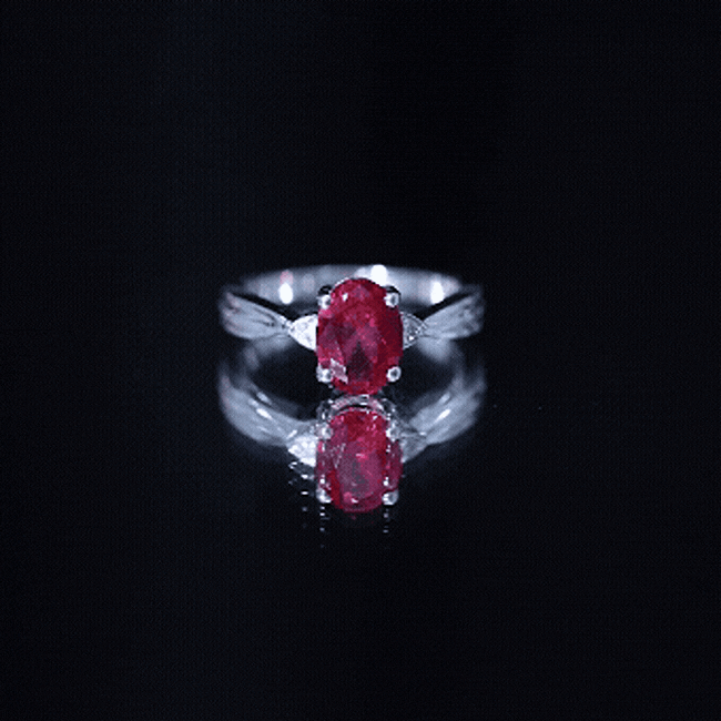 Oval Shaped 1.5 Carat Lab Created Ruby Solitaire Engagement Ring