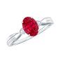 Oval Shaped 1.5 Carat Lab Created Ruby Solitaire Engagement Ring