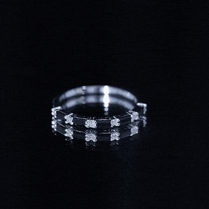 Certified Baguette Lab Grown Black and White Diamond Half Eternity Ring